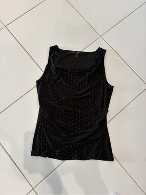 White House Black Market Black Sleeveless Rhinestone-Embellished Tank